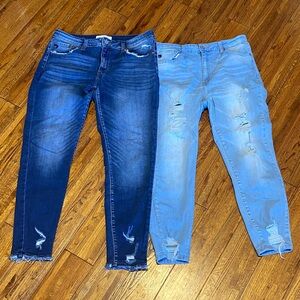 KanCan Distressed Jeans - 2 Pairs: Dark Blue and Light Blue 15/31